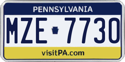 PA license plate MZE7730