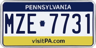 PA license plate MZE7731
