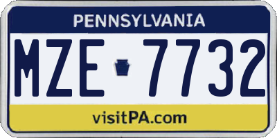 PA license plate MZE7732