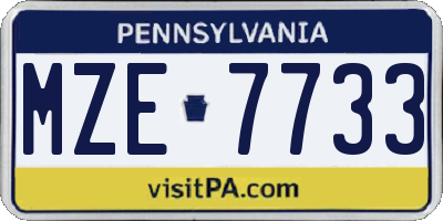 PA license plate MZE7733