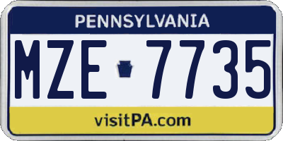PA license plate MZE7735