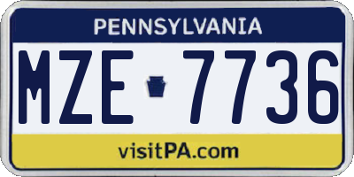 PA license plate MZE7736