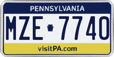 PA license plate MZE7740