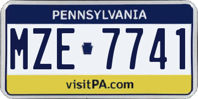 PA license plate MZE7741