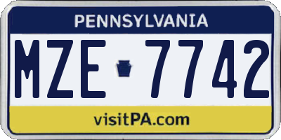 PA license plate MZE7742