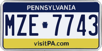 PA license plate MZE7743