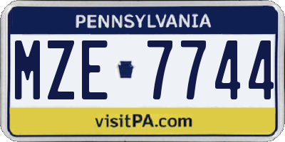 PA license plate MZE7744