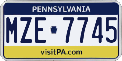 PA license plate MZE7745