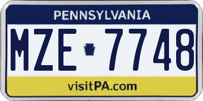PA license plate MZE7748