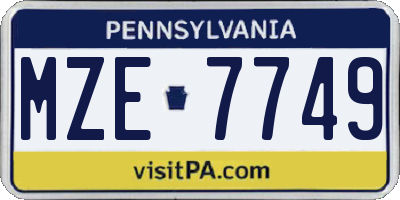 PA license plate MZE7749
