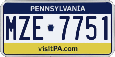PA license plate MZE7751