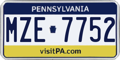PA license plate MZE7752