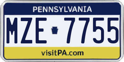 PA license plate MZE7755