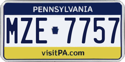 PA license plate MZE7757