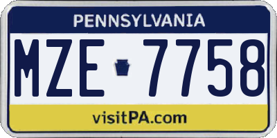 PA license plate MZE7758