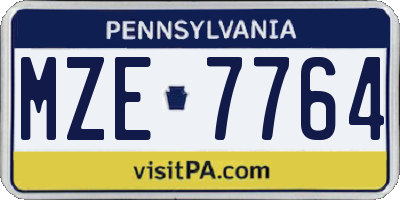 PA license plate MZE7764