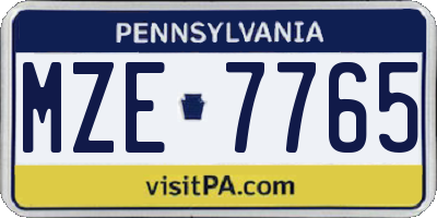 PA license plate MZE7765