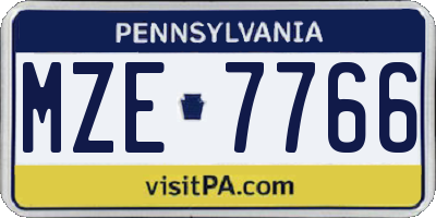 PA license plate MZE7766