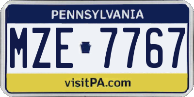 PA license plate MZE7767