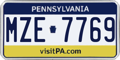 PA license plate MZE7769