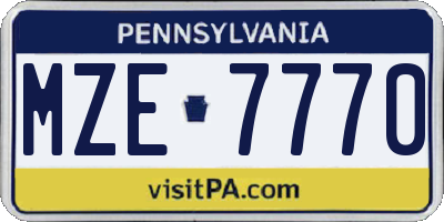 PA license plate MZE7770