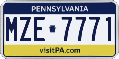PA license plate MZE7771