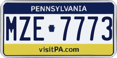 PA license plate MZE7773