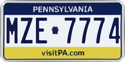 PA license plate MZE7774