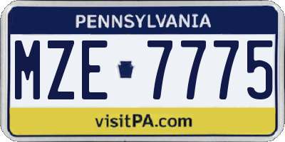 PA license plate MZE7775