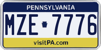 PA license plate MZE7776
