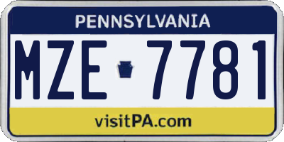 PA license plate MZE7781