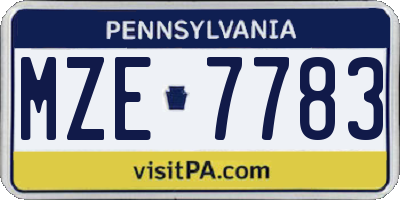 PA license plate MZE7783