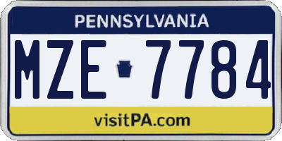 PA license plate MZE7784