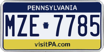 PA license plate MZE7785