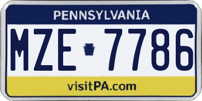 PA license plate MZE7786