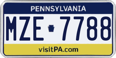 PA license plate MZE7788