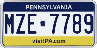PA license plate MZE7789