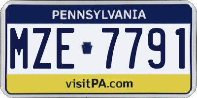PA license plate MZE7791