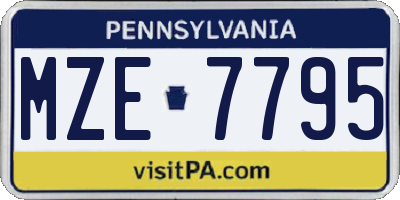 PA license plate MZE7795