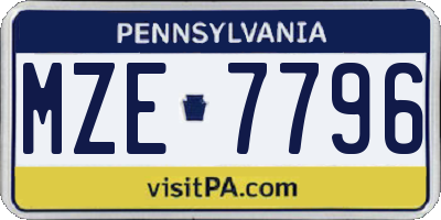 PA license plate MZE7796