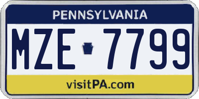 PA license plate MZE7799