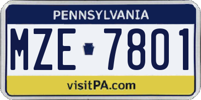 PA license plate MZE7801