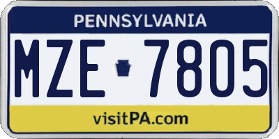 PA license plate MZE7805