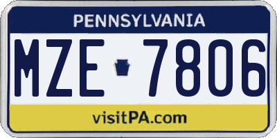 PA license plate MZE7806