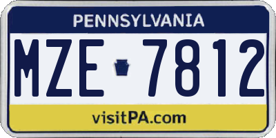 PA license plate MZE7812