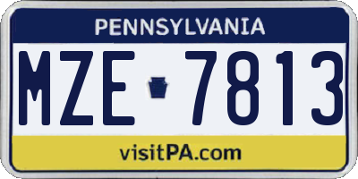 PA license plate MZE7813