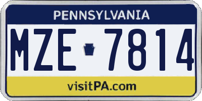 PA license plate MZE7814