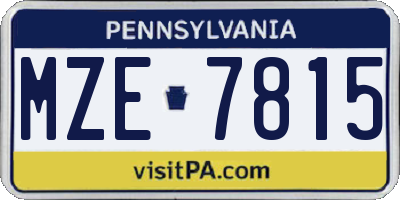 PA license plate MZE7815