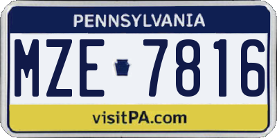 PA license plate MZE7816