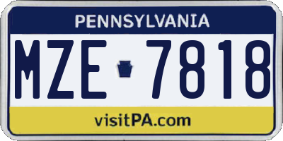 PA license plate MZE7818